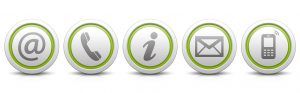 Contact Us Set of light gray buttons with reflection & light green